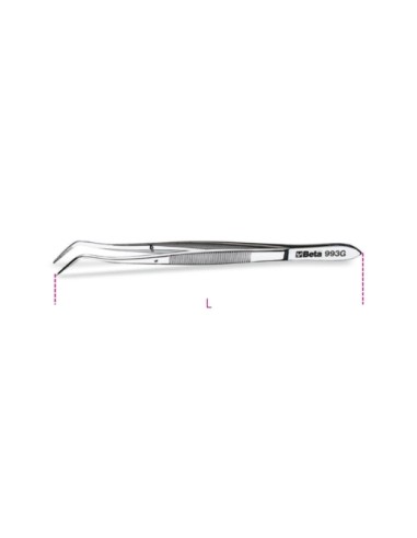 Pinza con guía puntas curvadas acodadas redondeadas inox Beta 993G.