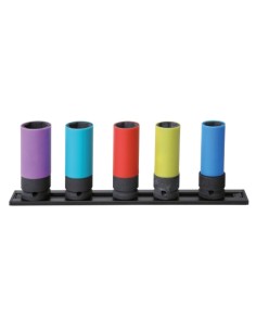 Juego 5 vasos impacto 1/2 hexagonales largos plástica Beta Tools.