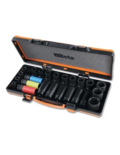 Juego de 24 vasos de impacto Beta de 1/2 hexagonales en caja de metal